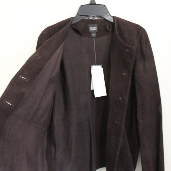 Eileen Fisher Jacket NEW Women Brown Goat Suede Coat medium petite PM - Picture 6 of 15